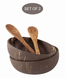 Coconut Bowls & Wooden Spoon (Set 2)