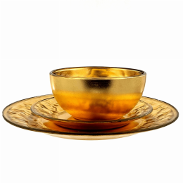 ROCHER 12 Pcs. Gilded Glass Dinnerware Set