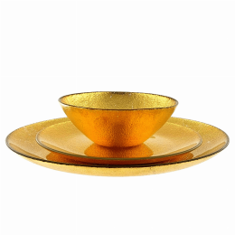 AURA 12PC Gilded Glass Dinnerware Set