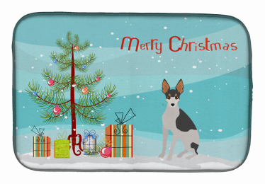 Miniature Fox Terrier #2 Christmas Tree Dish Drying Mat