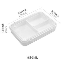 Microwaveable Lunch Box Divided Fruit Box Pupils Portable Lunch Box Fresh-keeping Box - 950ml