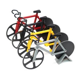 Bicycle Pizza Cutter Wheel Cool Kitchen Gadget Non-stick Bike Pizza Slicer - yellow