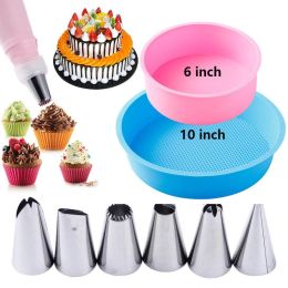 Silicone Cake Mold Baking Bakeware Pan Round 10 Inch and 6 Inch BPA-Free Round Cake Pan Non-Stick - full set - Suits