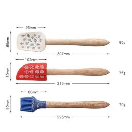 3pcs Cooking Tools Set Non-stick Cooking Spoon Spatula Ladle Brush Silicone Heat-Resistant Cream Scraper Kitchen Tools