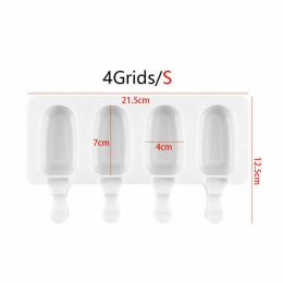 4/8 Cavities Silicone Popsicle Molds Maker With Wooden Sticks for DIY Ice Pop - 4 Grid S(21*12*2cm)