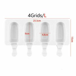 4/8 Cavities Silicone Popsicle Molds Maker With Wooden Sticks for DIY Ice Pop - 4 Grid L(25*14*2cm)