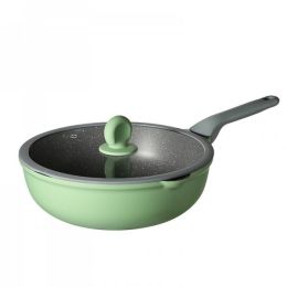 COOKER KING Bamboo Bluestone Series Household Non-stick Wok Pan Healthy, Less Oil and Smoke,30CM(11.8inch) - Green