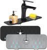 Faucet Sink Splash Guard Kitchen Silicone Faucet Handle Drip Catcher Tray - Black