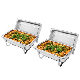 9L-1*2 Single Basin Two Set Stainless Steel Rectangular Buffet Stove - as pictures