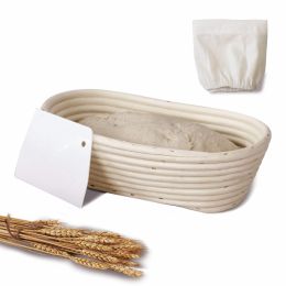 10-inch Oval Banneton Bread Proofing Baskets | With Scraper and Liner - Set of 1