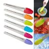 Silicone Cooking Salad Stainless Steel Handle Serving BBQ Tongs Kitchen Utensil - BBQ Tongs