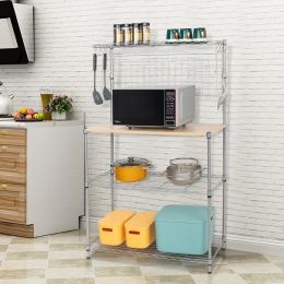4-Tier Bakers Rack with Kitchen Storage Chrome RT
