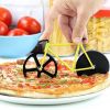Bicycle Pizza Cutter Wheel Cool Kitchen Gadget Non-stick Bike Pizza Slicer - black