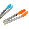 Silicone Cooking Salad Stainless Steel Handle Serving BBQ Tongs Kitchen Utensil - BBQ Tongs