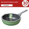 COOKER KING Bamboo Bluestone Series Household Non-stick Wok Pan Healthy, Less Oil and Smoke,30CM(11.8inch) - Green