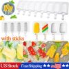 4/8 Cavities Silicone Popsicle Molds Maker With Wooden Sticks for DIY Ice Pop - 4 Grid L(25*14*2cm)