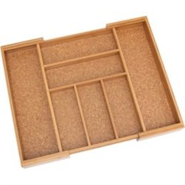 Lipper Bamboo Expandable Flatware Organizer with Cork Bottom